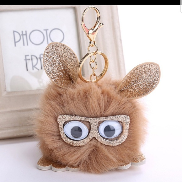 🦉Sparkly Owl Pom Pom Keychains - Picture 3 of 4